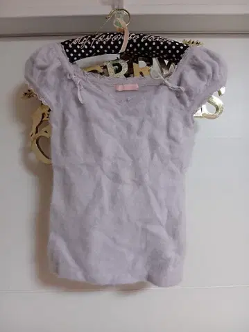 연보라 프릴 소매 니트탑 반팔 이마쥬