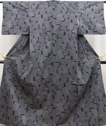 기모노 츠무기 이중 기모노 순수 실크 미사용