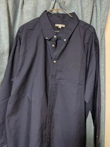 니센 네이비 버튼 다운 긴팔 셔츠 4L 형태 안정 가공