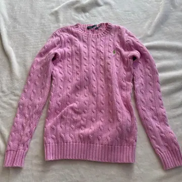 랄프 로렌 케이블 니트 코튼 핑크 XS