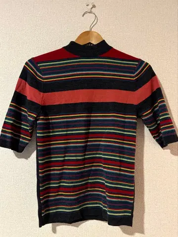 OBAN 하이넥 스트라이프 반팔 스웨터