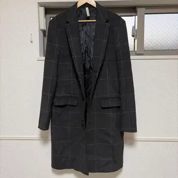 새상품급 ZARA MEN 체스터 코트 다크 그레이 체크 스텐카라 코트