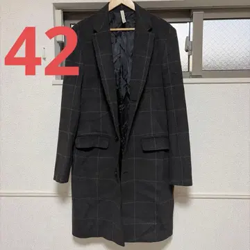 새상품급 ZARA MEN 체스터 코트 다크 그레이 체크 스텐카라 코트