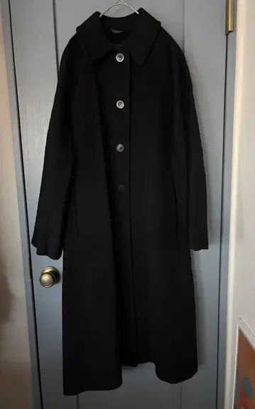 아쿠아 스큐텀 블랙 울 캐시미어 롱 코트