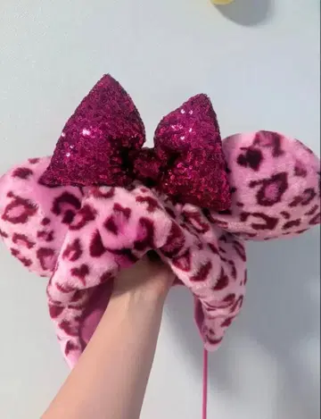 핑크 레오파드 무늬 머리띠