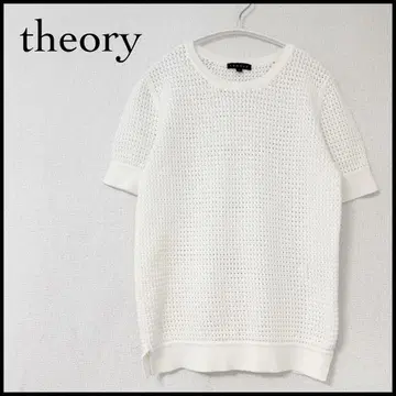 [미사용에 가까움] 띠어리 반팔 니트 스웨터 상의 비침 화이트 S