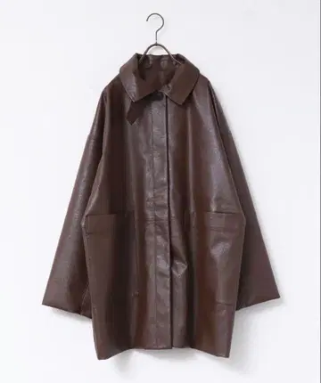 CFT. 인조 가죽 오버코트 / 브라운