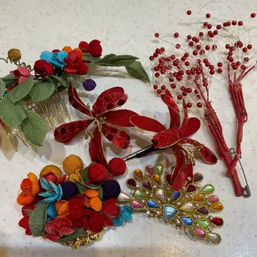 꽃 장식 세트 헤어콤 머리 장식 오비 장식