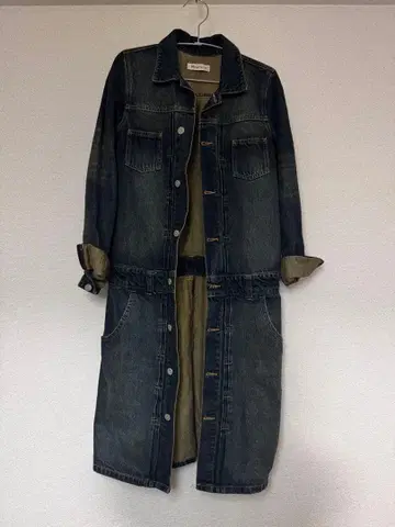 데님 롱 코트 원피스 다크 블루