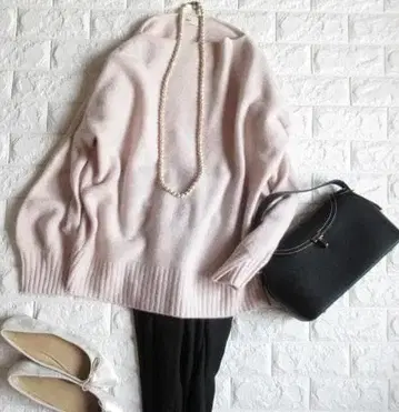 이에나 고급 캐시미어 블렌드 포근포근 기모 보트넥 니트 핑크