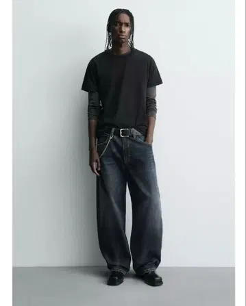 워싱 벌룬 핏 청바지 EU36