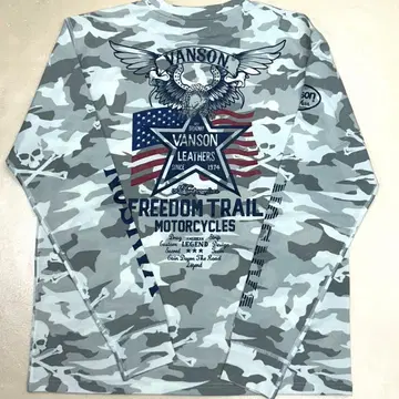 VANSON L 사이즈 화이트 카모플라주 긴팔 T셔츠 이글