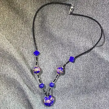 빈티지 비즈 라피스라줄리 목걸이 하트