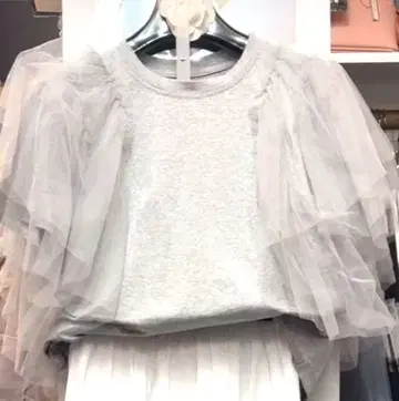 [ 초인기 완판템 ] 프린지 튤 고져스 블라우스 긴팔 그레이