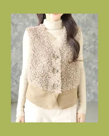 토이 푸들 터치의 V넥 베스트 (베이지)