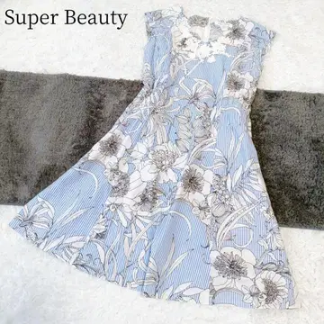 [슈퍼 뷰티] 원피스 꽃무늬 보타니컬 자수 스트라이프 A라인