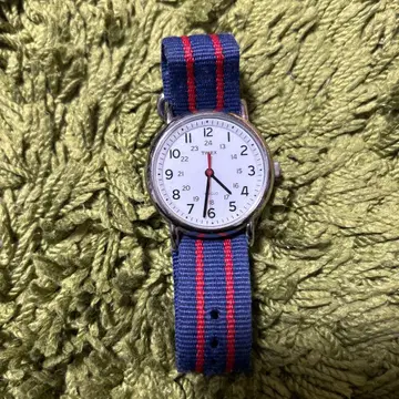 TIMEX 아날로그 손목시계 스트라이프 밴딩