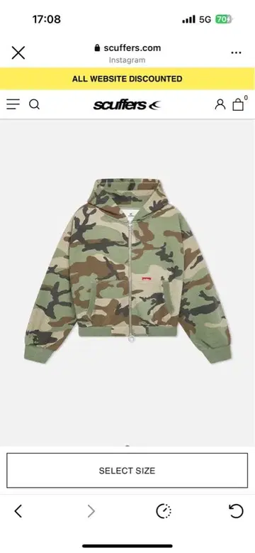 scuffers 카모플라쥬 지퍼 후드티 전 가스 착용 미사용 새상품