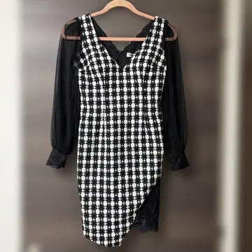 [ 새상품급 ] JEWELS 트위드튤슬리브 드레스 M