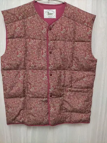 NISHIKAWA 다운 베스트 페이즐리 무늬