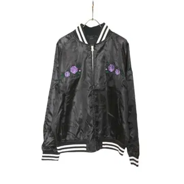 스카잔 장미 호랑이 장미 일본풍 패턴 자수 라이트 아우터 캐주얼 블루종