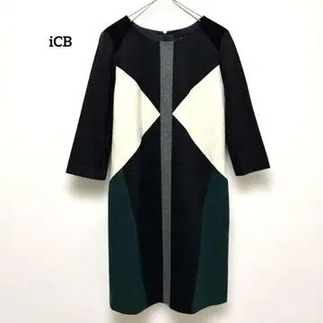 새상품급 ICB 원피스 절개 디자인 7부 소매 무릎 기장 11호