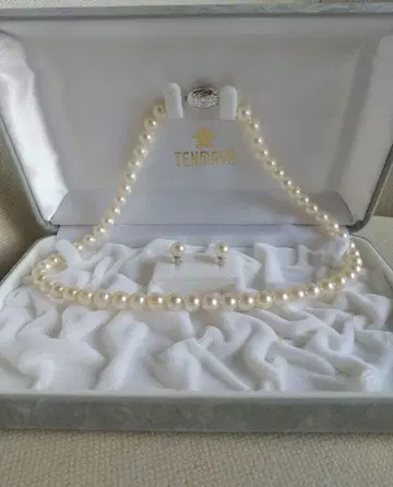 [ 미사용 ] 진주 펄 목걸이 귀걸이 SILVER 금장 장식 관혼상제