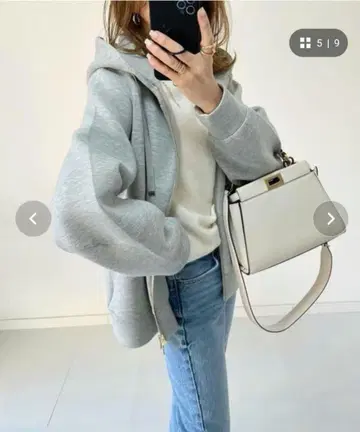 종이상자 집업 후드티 라이트 그레이 새상품급