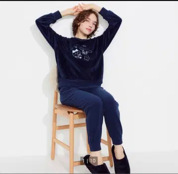 [새상품] 치이카와 콜라보, UNIQLO 플리스 룸웨어 M 사이즈 네이비