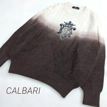 CALBARI 90s 멋진 자수 울 혼방 빈티지 니트 레트로