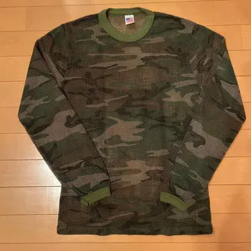 카모 패턴 메쉬 롱 티셔츠 사이즈 미국제 포커즈츠카사