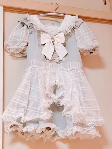 노에미 프릴 리본 셋업 블루