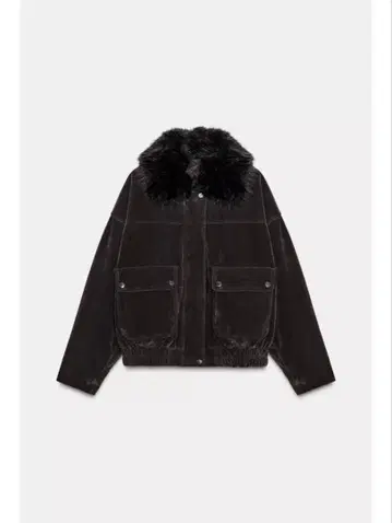 ZARA 자라 인조 모피 라펠 오버 사이즈 봄버 자켓 새상품