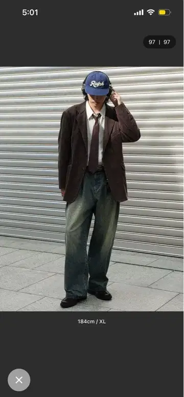 브라운 코듀로이 셋업 L 사이즈