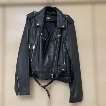 ZARA 블랙 가죽 라이더 자켓 L