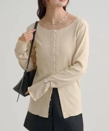 기모 리브 버튼 가디건 mystic