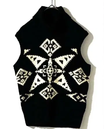 [구제 의류] 랄프 로렌 네이티브 패턴 터틀넥 니트 베스트 캐시미어 혼방