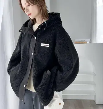 JaVa 자바 콜라보 레트로 스탠드 후드 오버 사이즈 보아 아우터