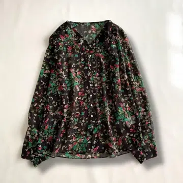 [새상품급] 투모로우랜드 덩굴잎 프린트 숄더턱 블라우스 S