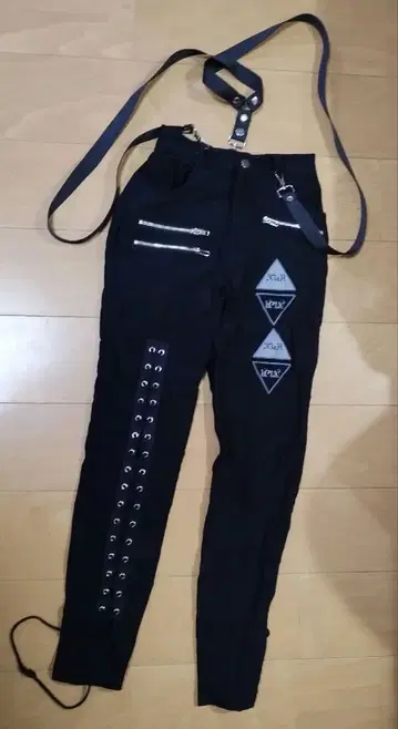 [ NieR ] 니어 클로징 블랙 스키니 팬츠 서스펜더 포함