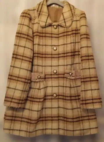 엑시즈팜 체크 무늬 체스터 코트