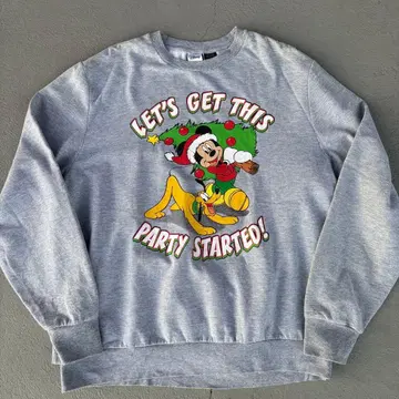 BIG SIZE 2000s Disney 미키 플루토 맨투맨 그레이