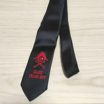 스컬 자수 넥타이 BLACK PEACE NOW