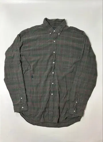 NAUTICA 카키 계열 체크 무늬 코튼 긴팔 셔츠 XXL 사이즈