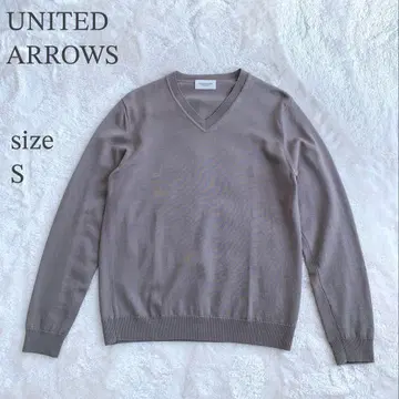거의 미사용 유나이티드 애로우즈 울 모카 베이지 V넥 니트 S
