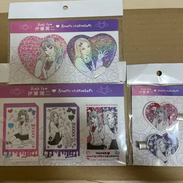 이토 준지 토미에 산리오 하트형 캔뱃지 헤어 클립 브로마이드풍 카드