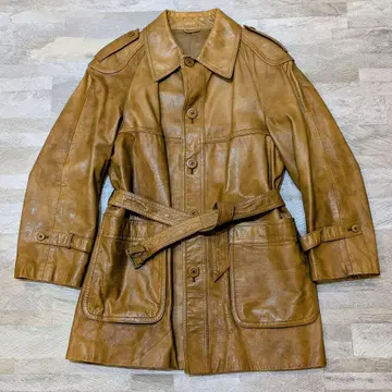 연말 세일 빈티지 80s 90s 천연 가죽 코트 M 일본제
