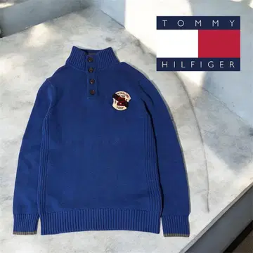 타미힐피거 하프 지퍼 니트 프리미엄 코튼 L 파랑