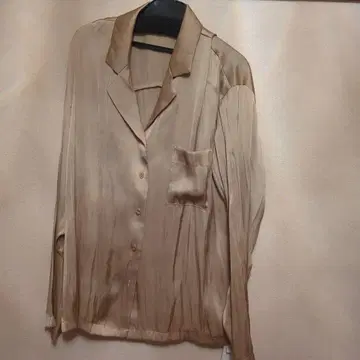 SNIDEL 베이지 새틴 긴팔 셔츠