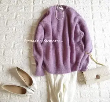 유나이티드 애로우즈 고급 포근한 기모 하찌 모헤어 니트 퍼플